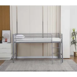 Kinderbedden-Emob Exclusive Halfhoogslaper Julie 90x200cm - metaal - mat grijs