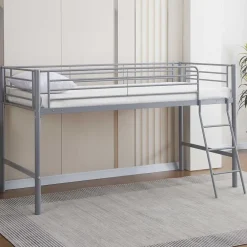 Kinderbedden-Emob Exclusive Halfhoogslaper Julie 90x200cm - metaal - mat grijs