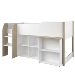 Parisot Halfhoogslaper met bureau Moscon 90x200 - wit/eik