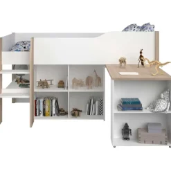 Parisot Halfhoogslaper met bureau Moscon 90x200 - wit/eik