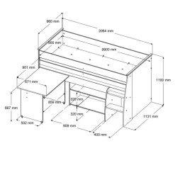 Kinderbedden-Leen Bakker Halfhoogslaper Reverse - wit - 110x183,1x206,4 cm