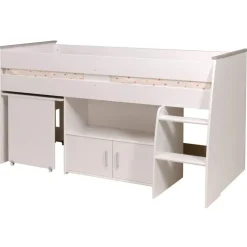 Kinderbedden-Leen Bakker Halfhoogslaper Reverse - wit - 110x183,1x206,4 cm