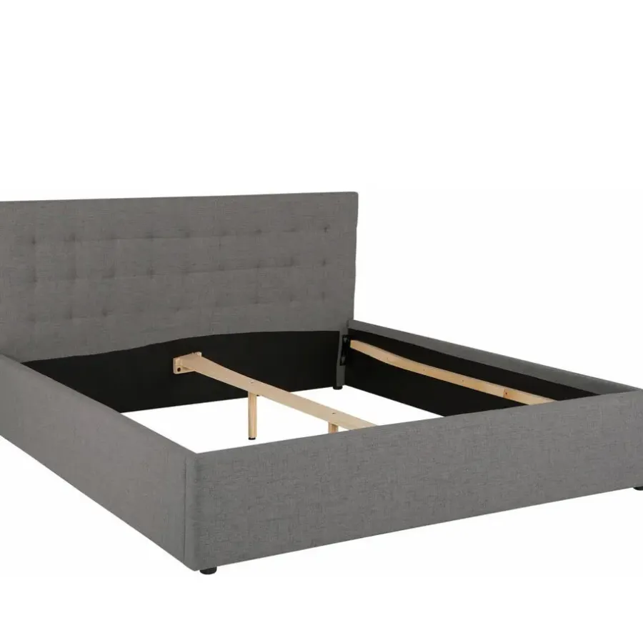 2-Persoons Bedden-Loft24 Hamar - Bed 180x200 cm in grijze stof