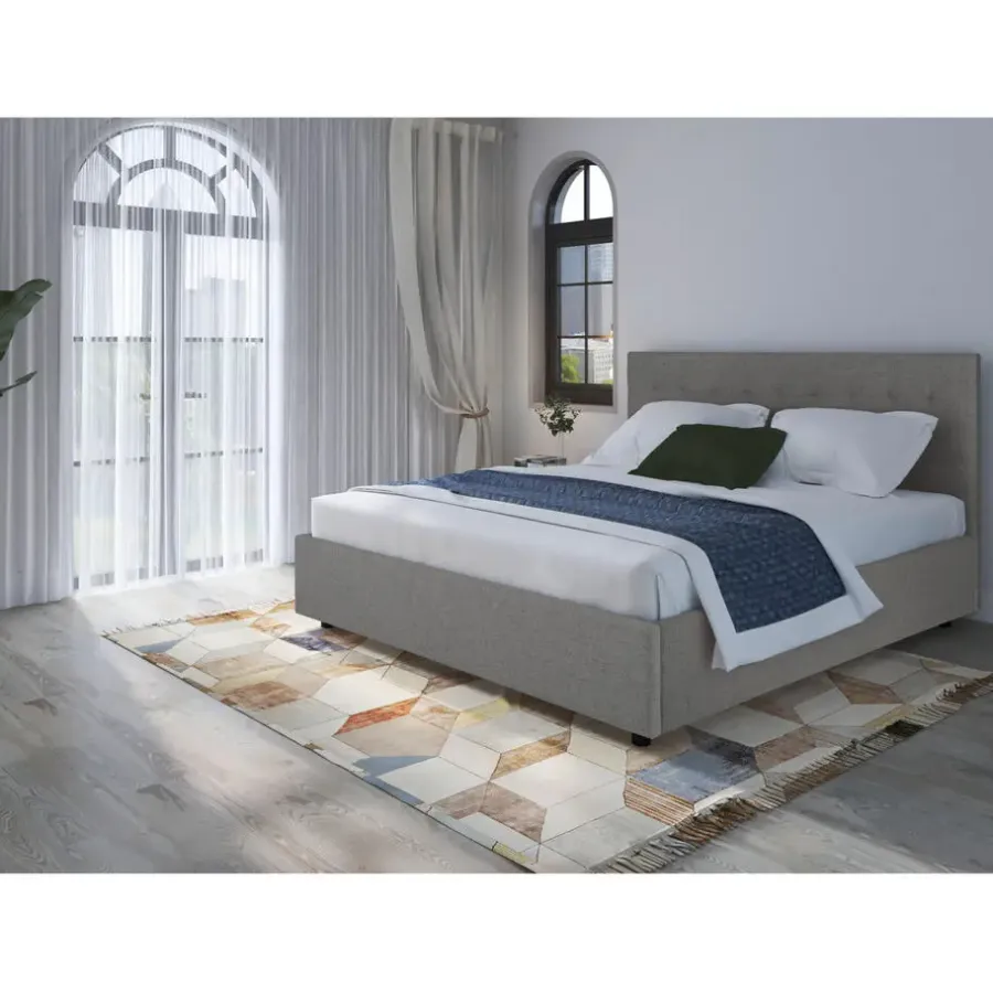 2-Persoons Bedden-Loft24 Hamar - Bed 180x200 cm in grijze stof