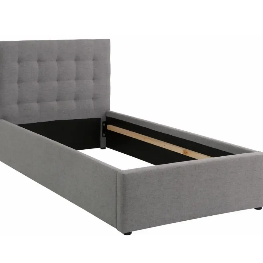 Loft24 Hamar - Bed 100x200 cm in grijze stof