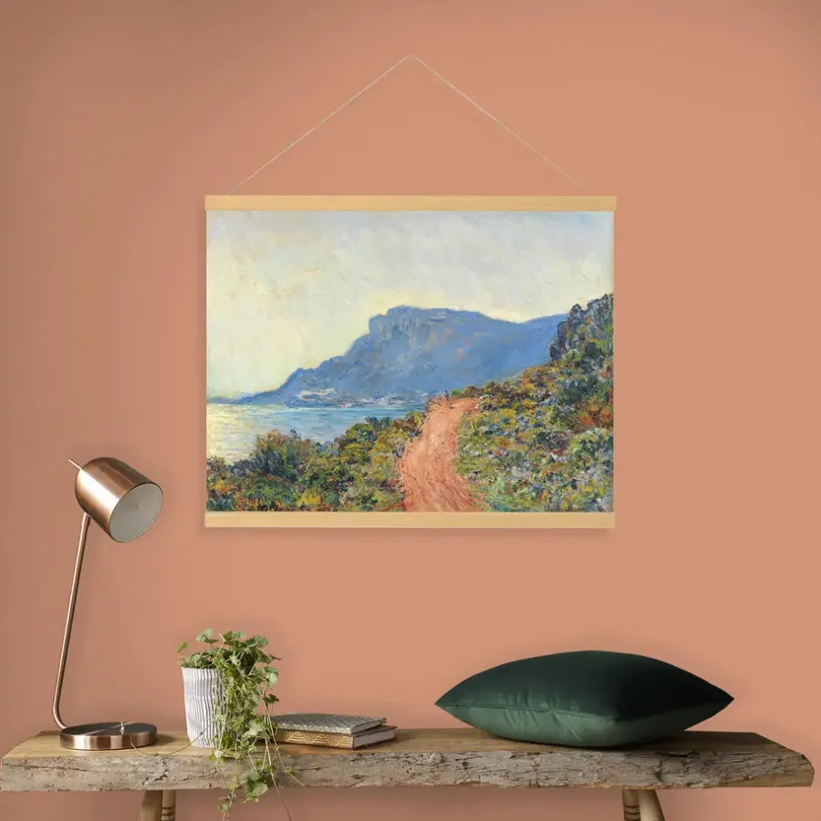 Art for the Home Hangende Poster Linnen Zuidelijk Landschap Monet The Red Road 60x80cm