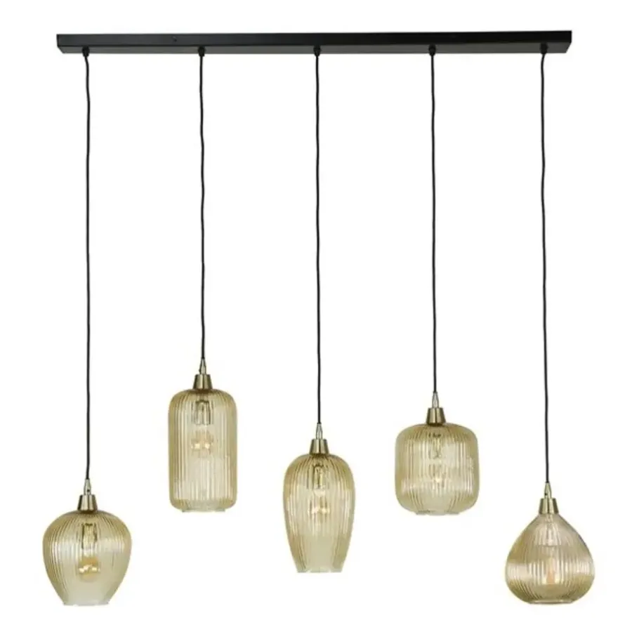 Hanglampen-Dimehouse Hanglamp Ella glas amber rond 5-lichts 20x120x150 cm Amber color glas