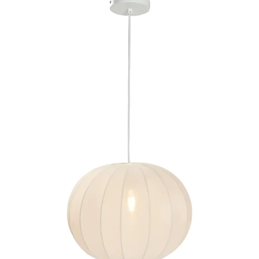 Hanglampen-Leen Bakker Hanglamp Fenne ovaal - wit metaal - E27 - 150xØ38 cm