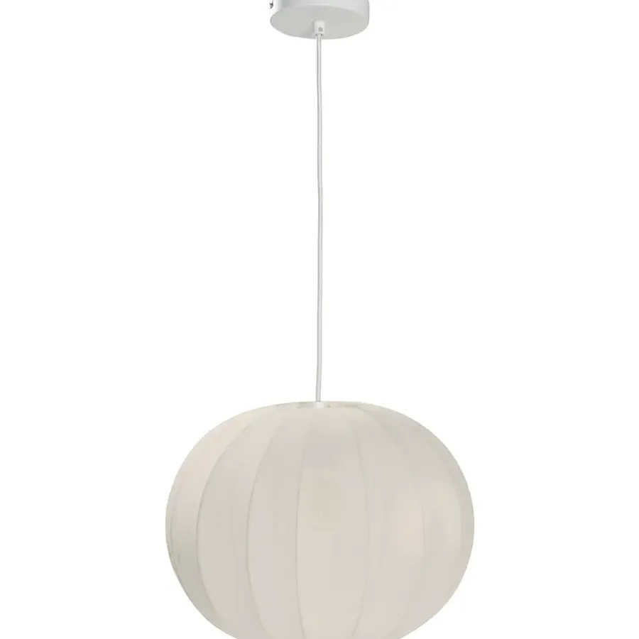 Hanglampen-Leen Bakker Hanglamp Fenne ovaal - wit metaal - E27 - 150xØ38 cm