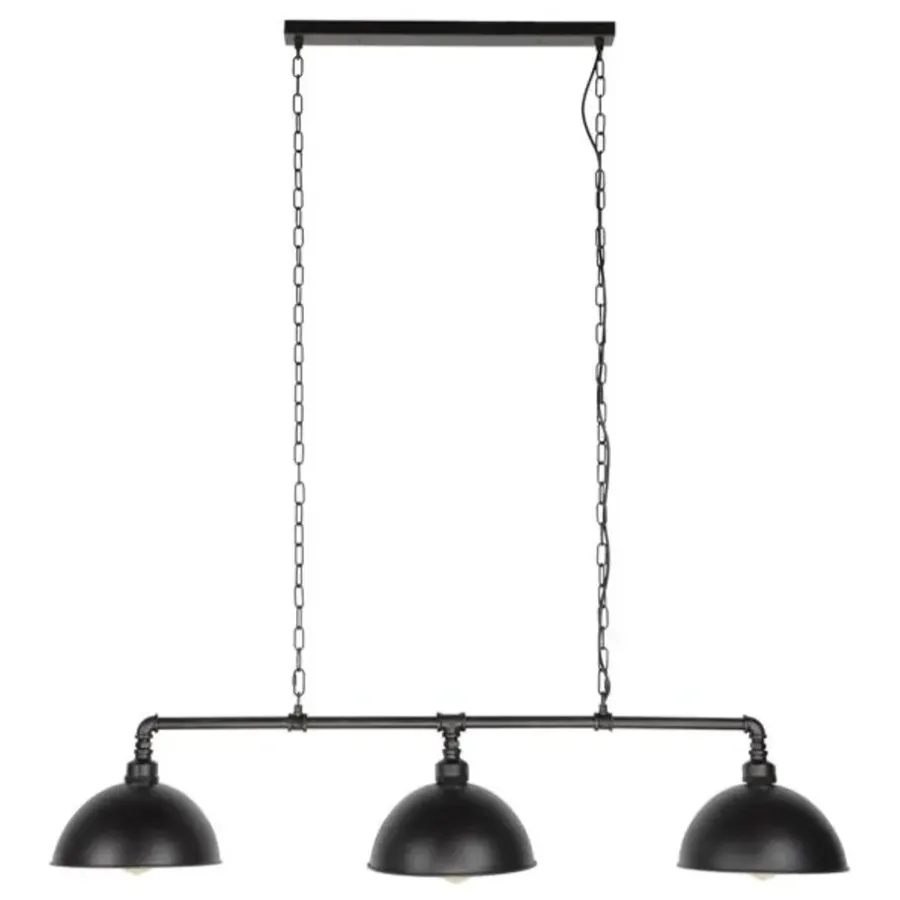 Hanglampen-Dimehouse Hanglamp industrieel Abby 3-lichts buis zwart - 25x118x150 cm - Zwart - Zwart