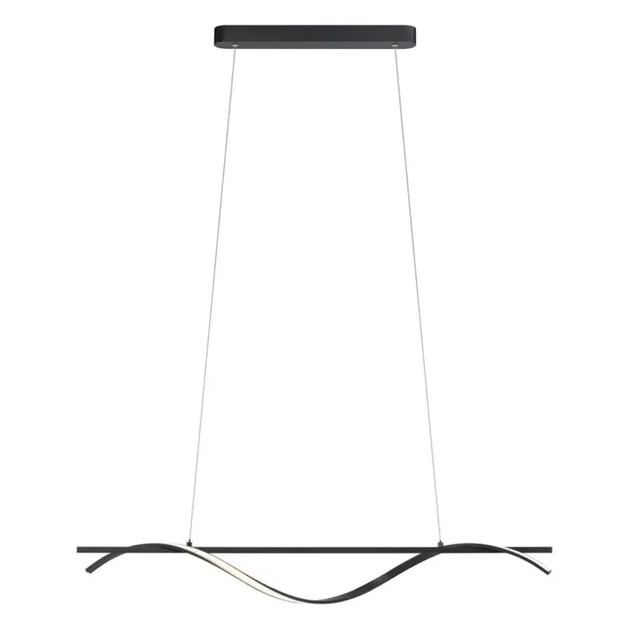 Leen Bakker Hanglamp Joa LED - mat zwart metaal - 120x100x12 cm