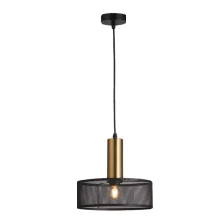 Leen Bakker Hanglamp Nerja E27 - zwart/goudkleur - 120xØ28 cm