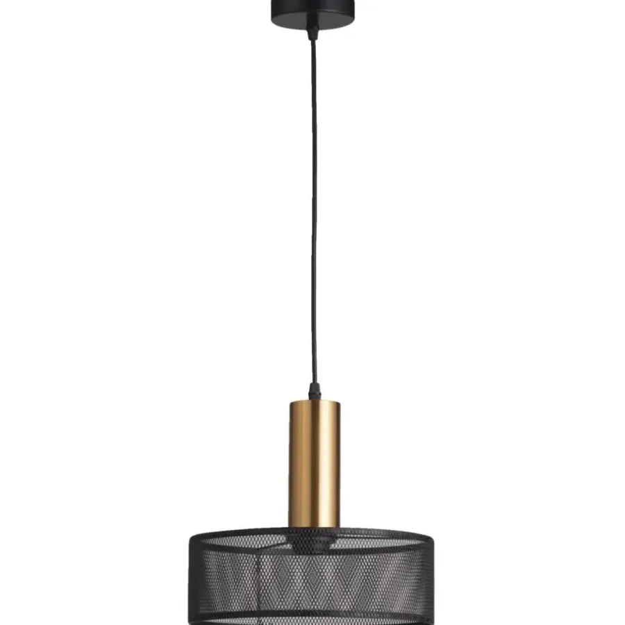 Leen Bakker Hanglamp Nerja E27 - zwart/goudkleur - 120xØ28 cm