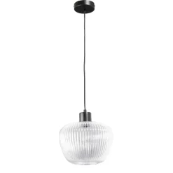 Leen Bakker Hanglamp Yosemite - helder/mat zwart - Ø25x120 cm