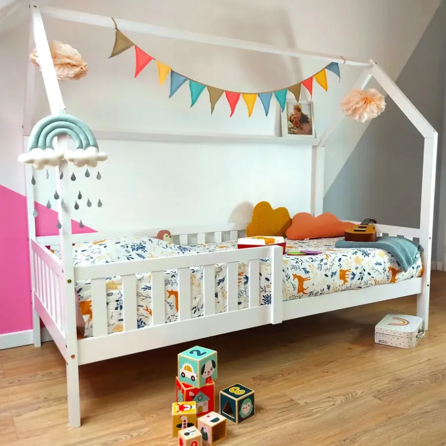 1-Persoons Bedden-Happy Garden Bed MARCEAU - Wit - Hout
