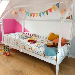 1-Persoons Bedden-Happy Garden Bed MARCEAU - Wit - Hout