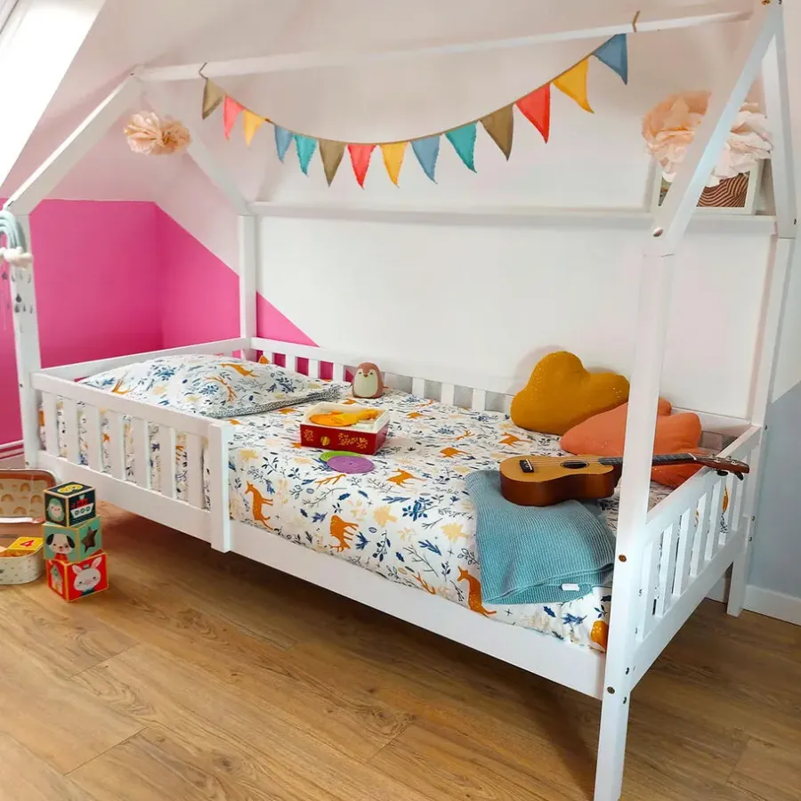 1-Persoons Bedden-Happy Garden Bed MARCEAU - Wit - Hout