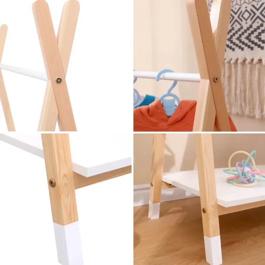 Kledingrekken|Kledingrekken-Happy Garden Garderobe LOU - Wit - Hout
