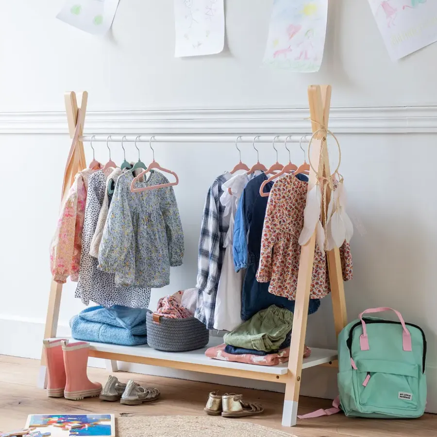 Kledingrekken|Kledingrekken-Happy Garden Garderobe LOU - Wit - Hout