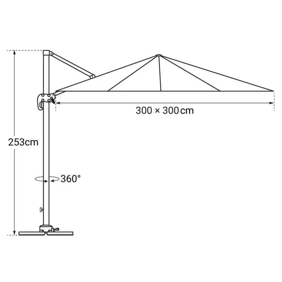 Happy Garden Parasol MOLOKAI - Zwart - Aluminium