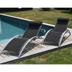 Ligbedden-Happy Garden Transat GALAPAGOS - Zwart - Aluminium