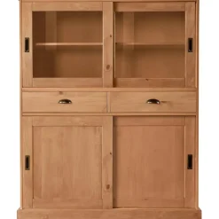 Buffetkasten-Loft24 Harry - Kast met 2 glazen deuren en 2 deuren natuurlijk grenen