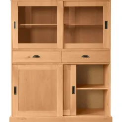 Buffetkasten-Loft24 Harry - Kast met 2 glazen deuren en 2 deuren natuurlijk grenen