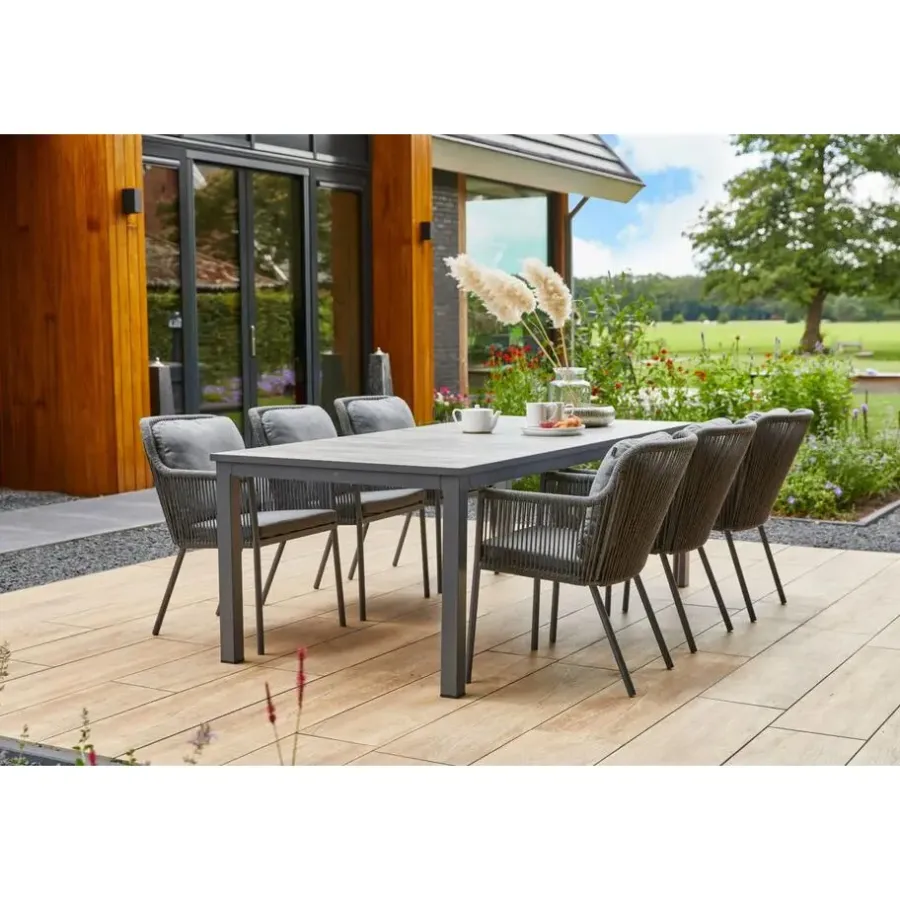 Tuintafels-Hartman Comino dining tuintafel 223x105 cm. - Keramiek/Grijs