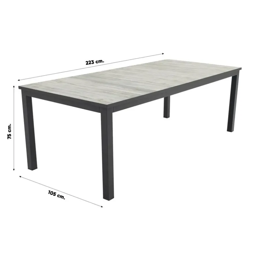 Tuintafels-Hartman Comino dining tuintafel 223x105 cm. - Keramiek/Grijs