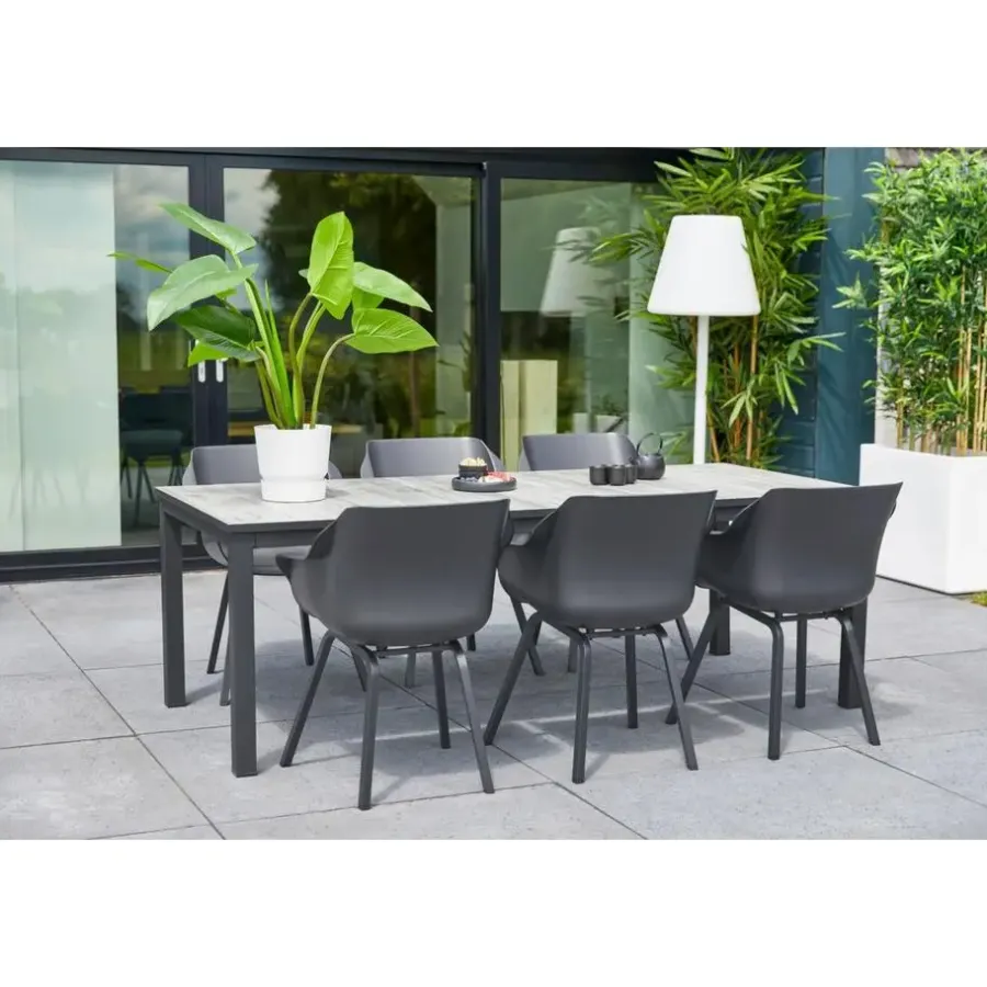 Tuintafels-Hartman Comino dining tuintafel 223x105 cm. - Keramiek/Grijs