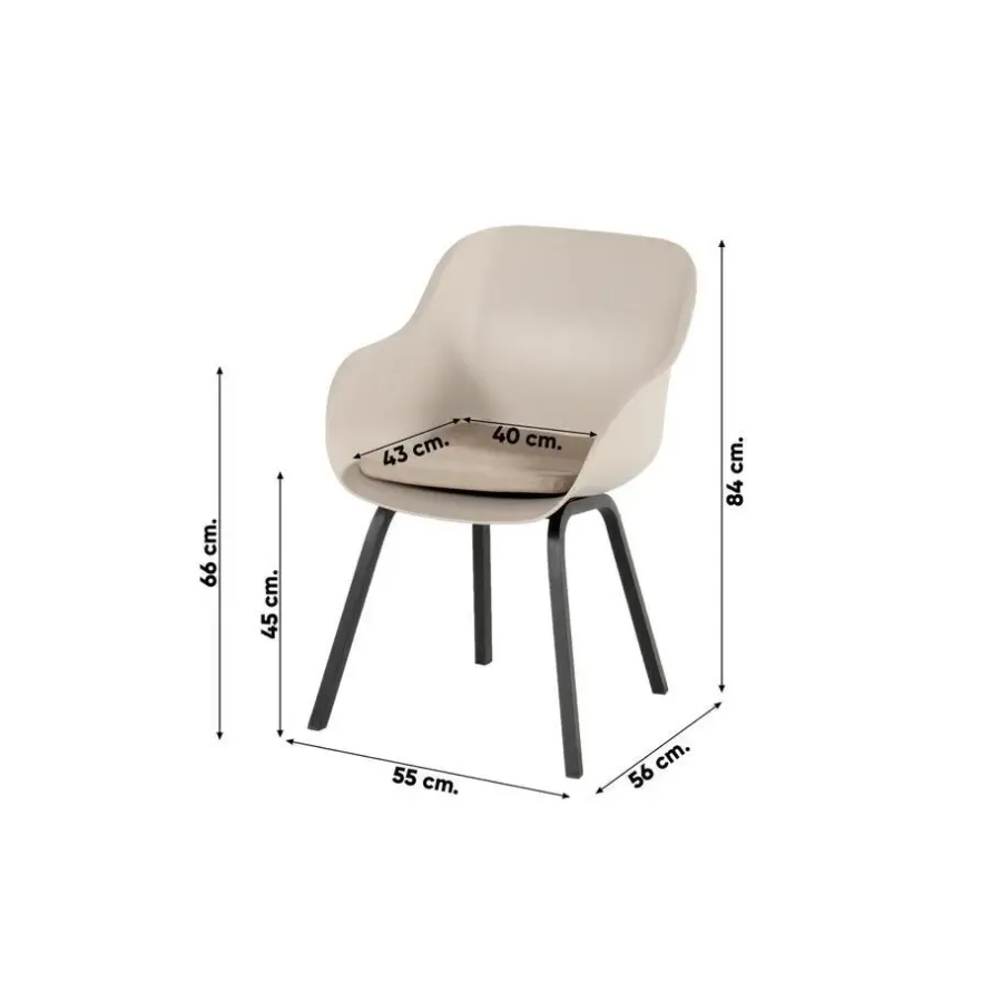 Hartman Le Soleil Element dining armstoel - Soft Taupe/Black - 2 st.