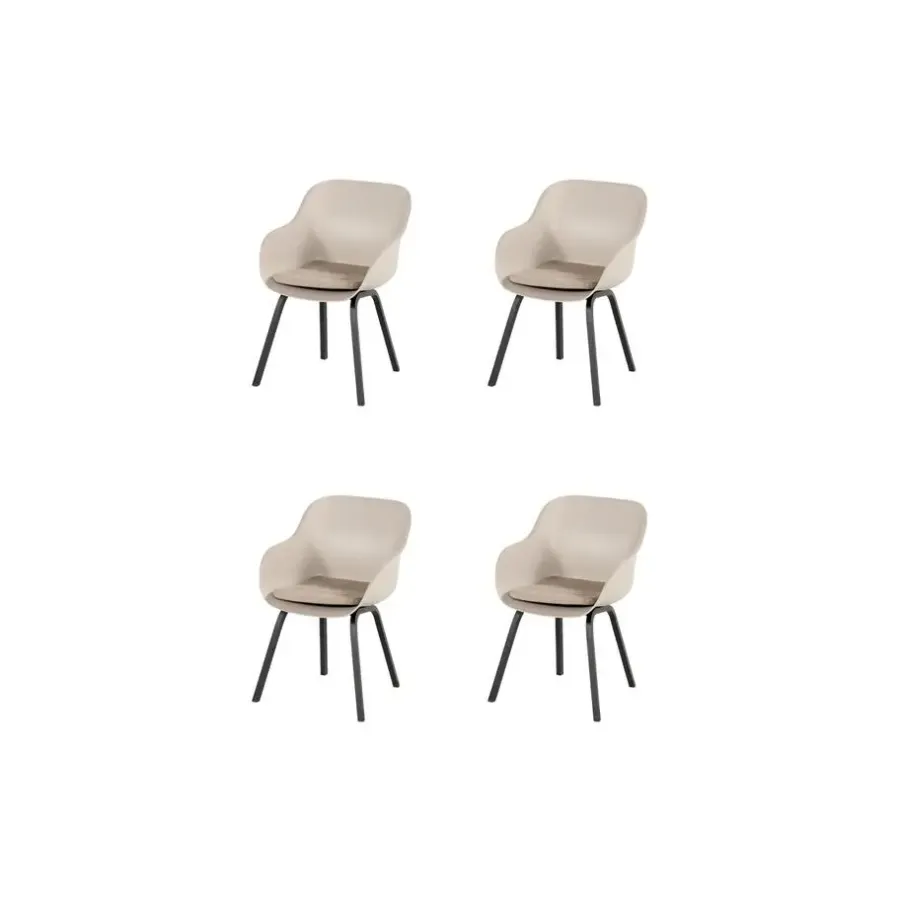 Hartman Le Soleil Element dining armstoel - Soft Taupe/Black - 4 st.
