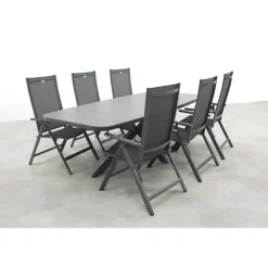 Tuinsets-Hartman Napoli/Soreno deens ovale verstelbare tuinset 240x110 cm. - Licht grijs