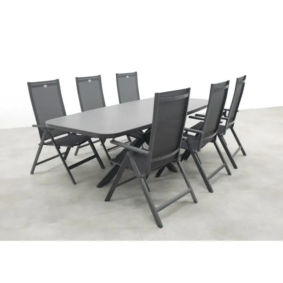 Tuinsets-Hartman Napoli/Soreno deens ovale verstelbare tuinset 240x110 cm. - Licht grijs