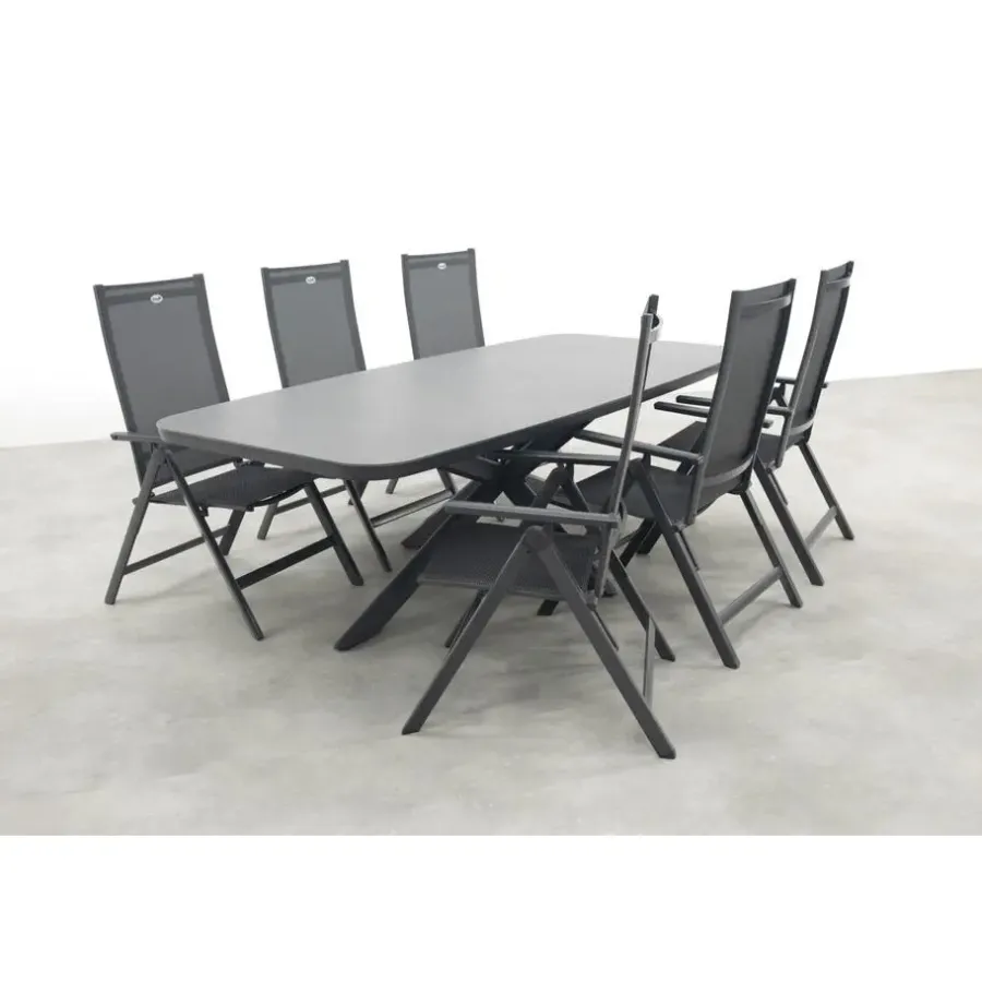 Tuinsets-Hartman Napoli/Soreno deens ovale verstelbare tuinset 240x110 cm. - Licht grijs