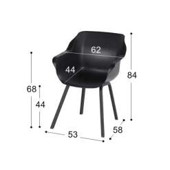 Hartman Sophie Element dining armstoel- Carbon black - 4 st.