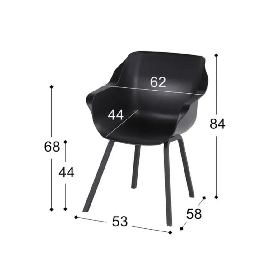 Hartman Sophie Element dining armstoel- Carbon black - 4 st.