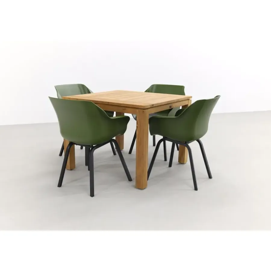 Tuinsets-Hartman Sophie tuinstoel Moss groen/Rome brown 100 cm. - 5-delig