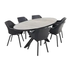 Hartman Sophie/Silva houtlook 240x115 cm. ovale tuinset - 7-delig