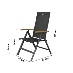 Tuinstoelen-Hartman verstelbare tuinstoel Napoli - Teak armleuning