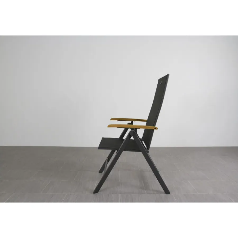 Tuinstoelen-Hartman verstelbare tuinstoel Napoli - Teak armleuning