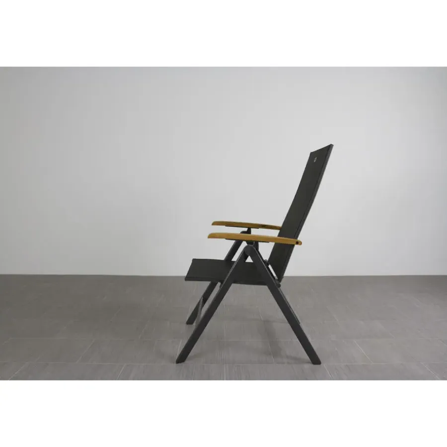 Tuinstoelen-Hartman verstelbare tuinstoel Napoli - Teak armleuning