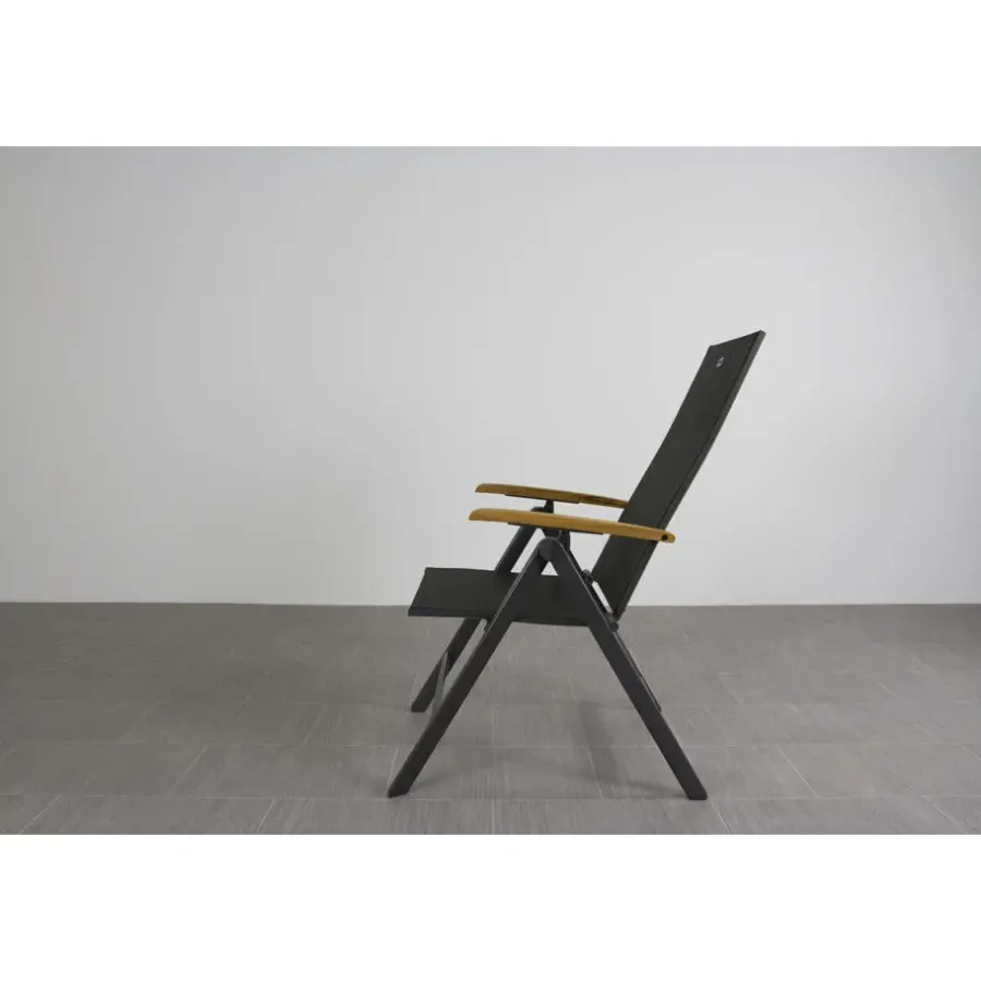 Tuinstoelen-Hartman verstelbare tuinstoel Napoli - Teak armleuning