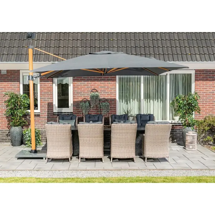 Parasols-Garden Impressions Hawaii Big Pole II parasol - 350x350 cm - l. teaklook -royal antraciet