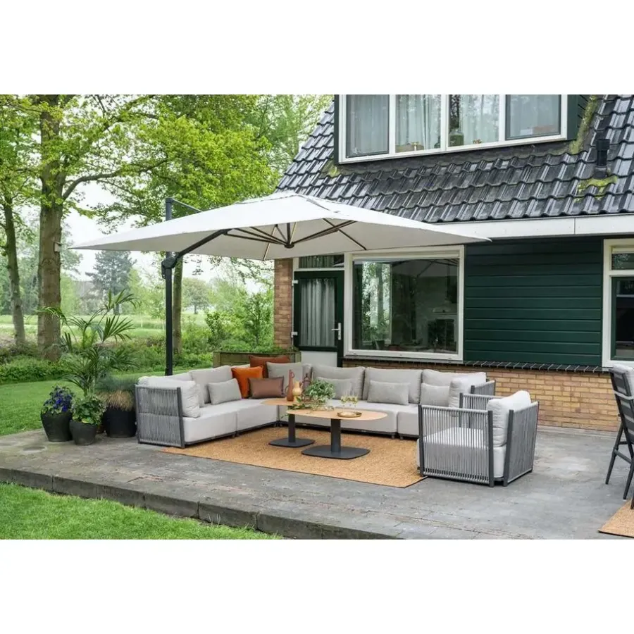 Parasols-Garden Impressions Hawaii Big Pole telescoop parasol - 350x350cm -carbon black-royal zand