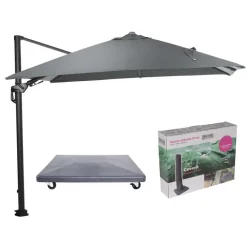 Parasols-Garden Impressions Hawaii Lumen parasol - donkergrijs doek - incl. 90 kg voet en hoes