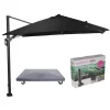 Garden Impressions Hawaii Lumen parasol - zwart doek - incl. 90 kg voet en hoes