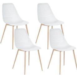 Eetkamerstoelen-Leen Bakker HAZELTON - Set van 4 stoelen - Wit - Synthetisch materiaal