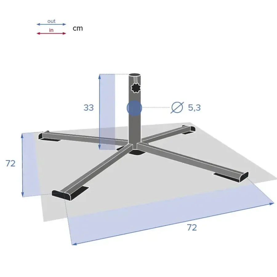 Hesperide Hespiride parasolvoet/kruisvoet - metaal - 102 x 33 cm - 38/48 mm