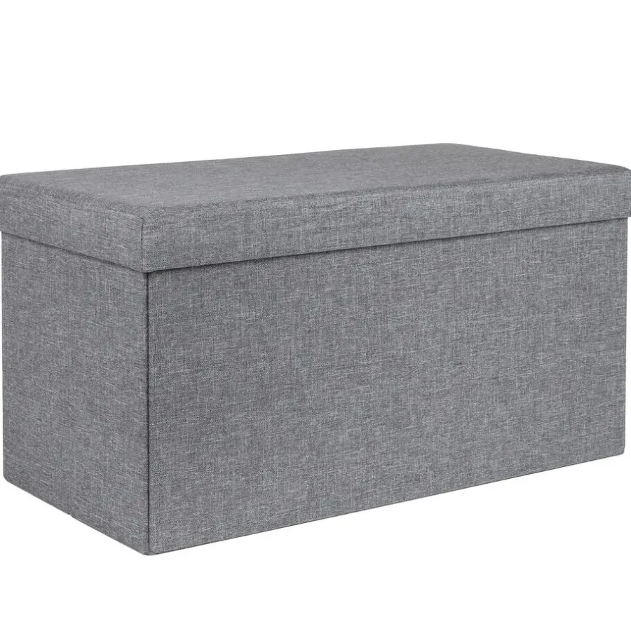 Poefen-HI poef/hocker/opbergbox - grijs - mdf - 76 x 38 cm